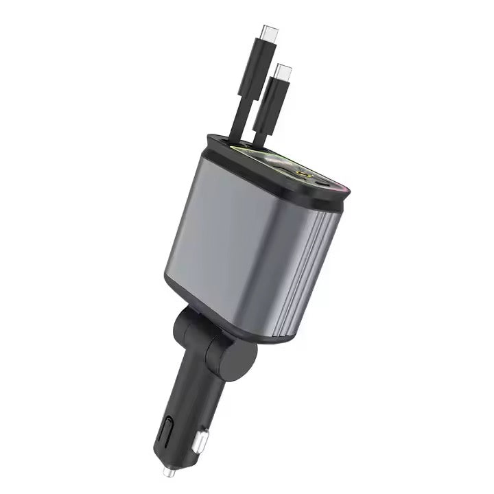 Chargeur de voiture 4 en 1 rétractable – charge 4 appareils et lumière ciel étoilé