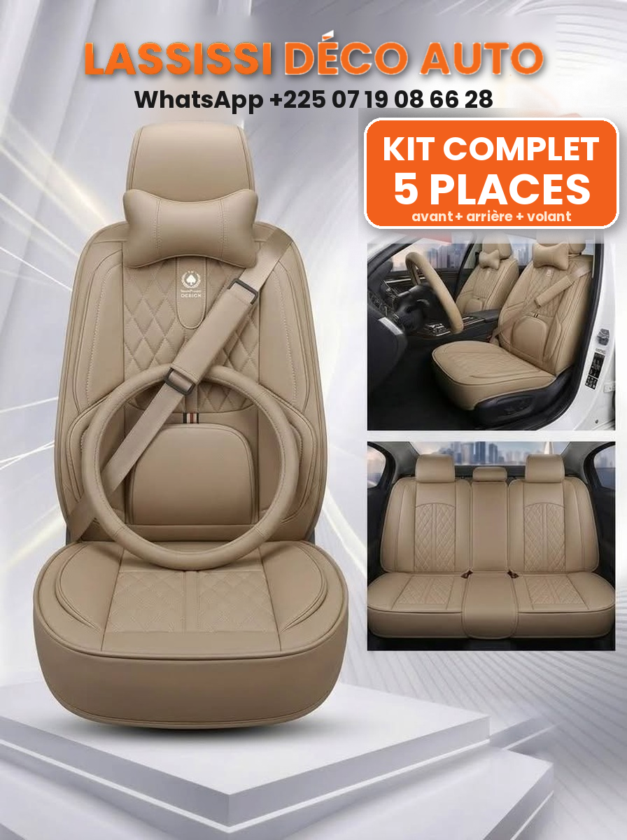 Housses de siège 5 places – Modèle Premium, simili-cuir (6 couleurs)